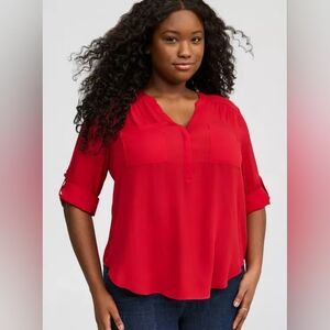 Torrid Red Harper 3/4 Sleeve Pullover Blouse Plus Size 2x